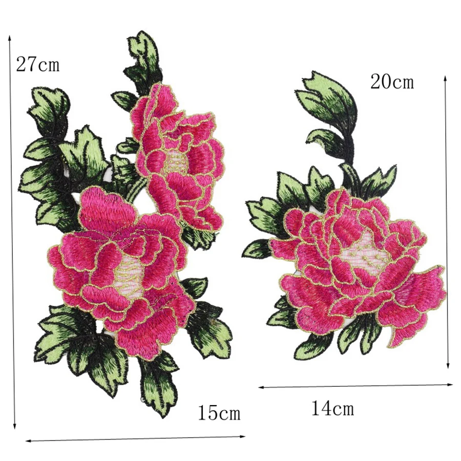 Pink Flower Embroidered Applique Patch for Repair and Decoration