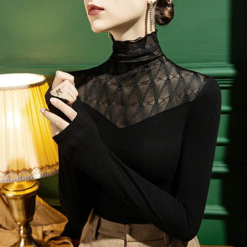 

High Quality 2024 Women T-shirt Lace Style Design Female Autumn Sexy Crop Top Clothes Casual Fashion Blouses Grace Meeting