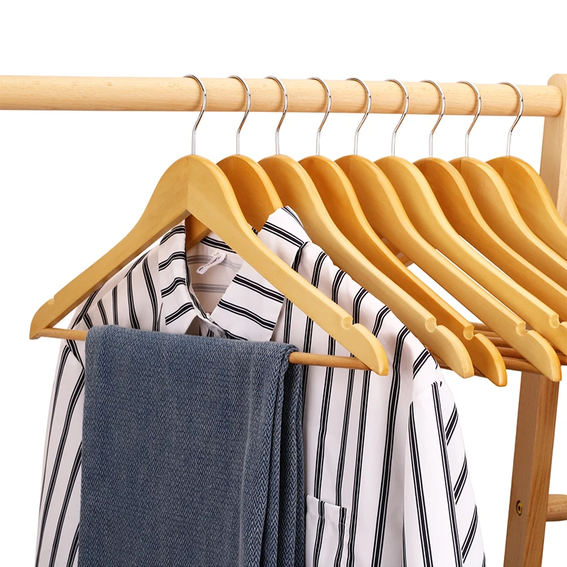 White Wooden Hangers Premium Coat Hangers Jackets Suit Clothes Hanger Solid Wood Garment Rack Swivel Hooks Heavy-Duty Hanger