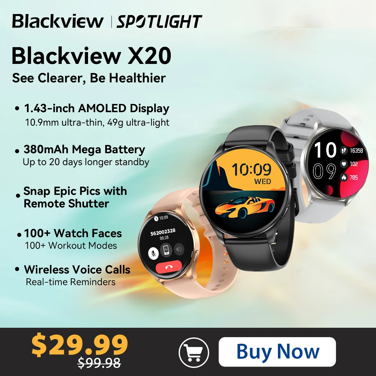 Smartwatch Blackview X20 za $21.57 / ~88zł