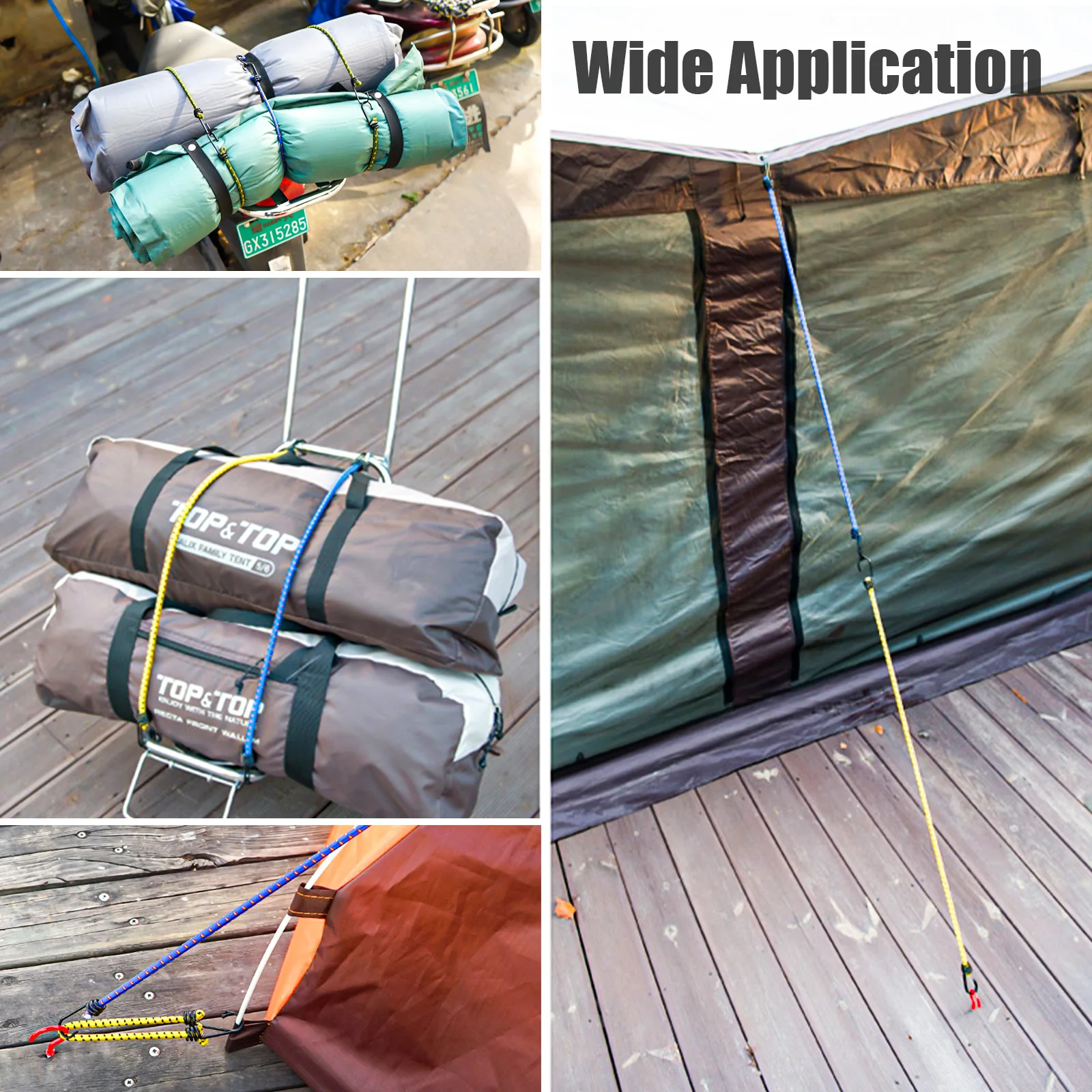 60/120cm Bungee Cord High Elasticity Rubber Tied Rope With Hooks Outdoor Tent Assembly Camping Luggage Outdoor Accessories 8mm