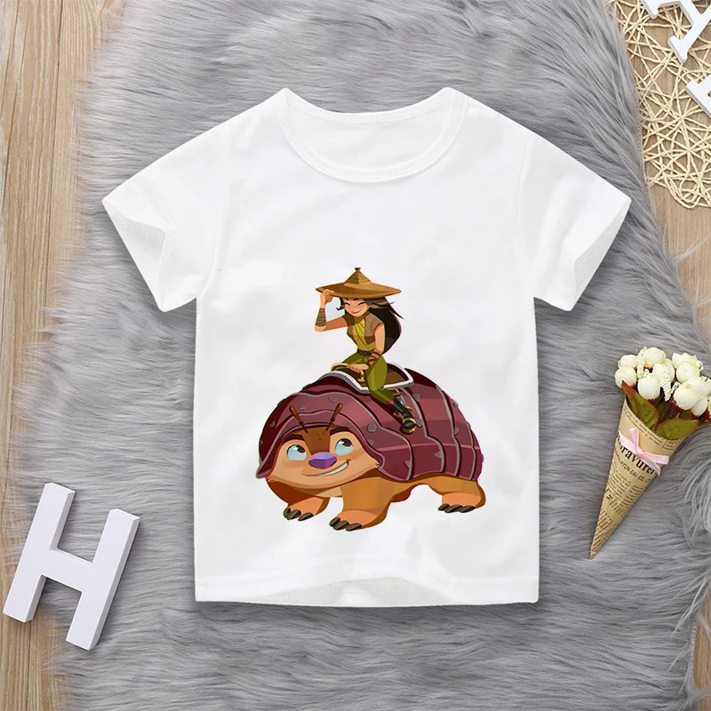 top T-Shirts Disney Cartoon Raya And The Last Dragon T Shirt Kids Cute Print Boys Girls T-shirt Summer Casual Comfortable Short O-Nack Tops vlone shirt