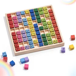 Juguetes de madera de doble cara para niños y niñas, tablero de matemáticas Montessori de aprendizaje para bebés, bricolaje, multiplicación, Memoria, aprendizaje