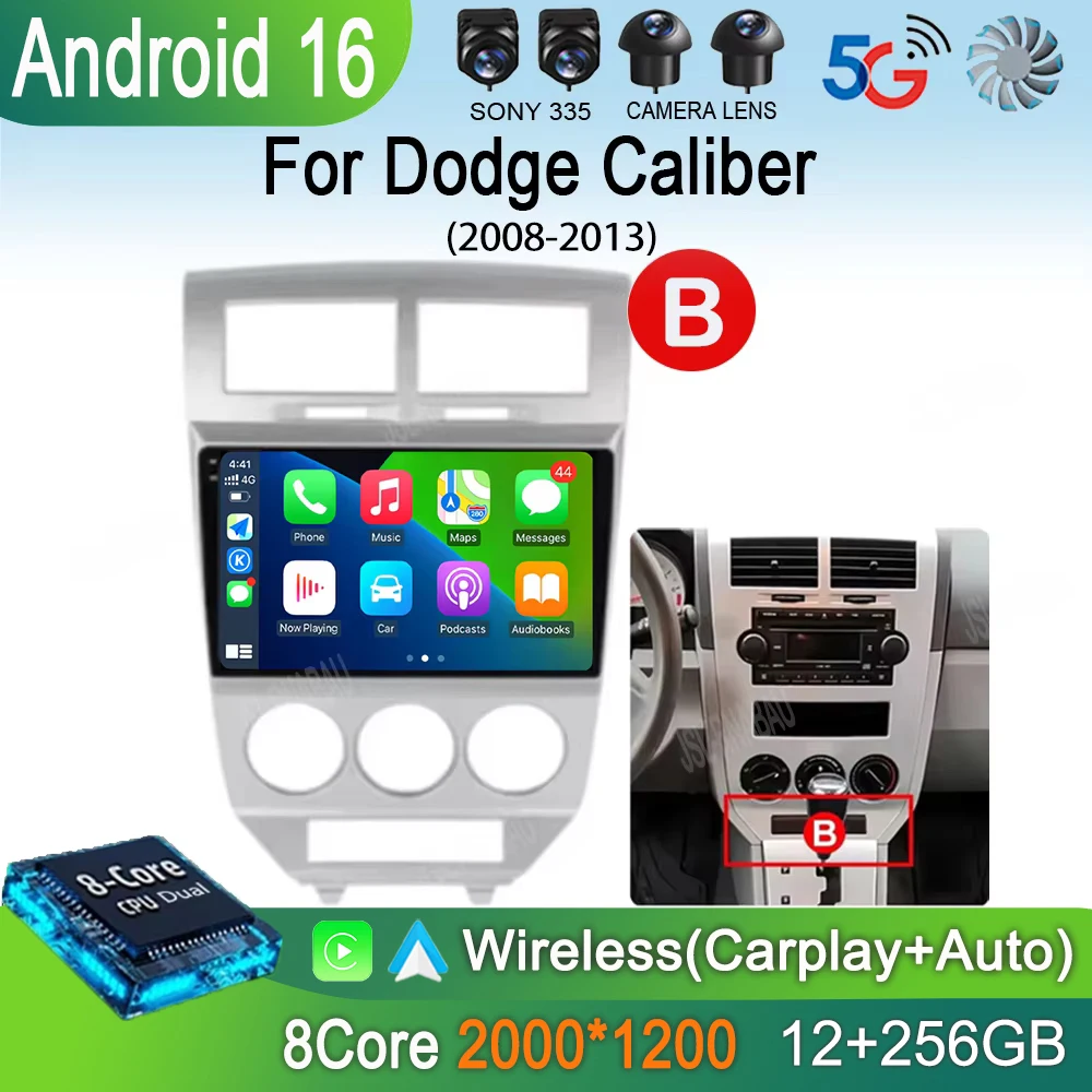 Radio Multimedia para Auto Android 16 para Dodge Caliber, Jeep Compass 1 MK Patriot 2006-2010, Reproductor de Video, GPS, 4G+WIFI, Cámara 360 1