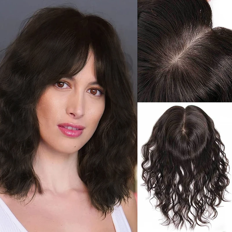 

Natural Black Remy Hair Topper 120 Density Natural Hairpiece Silk Top Extensions Human Hair Silk Base Toupee For Women