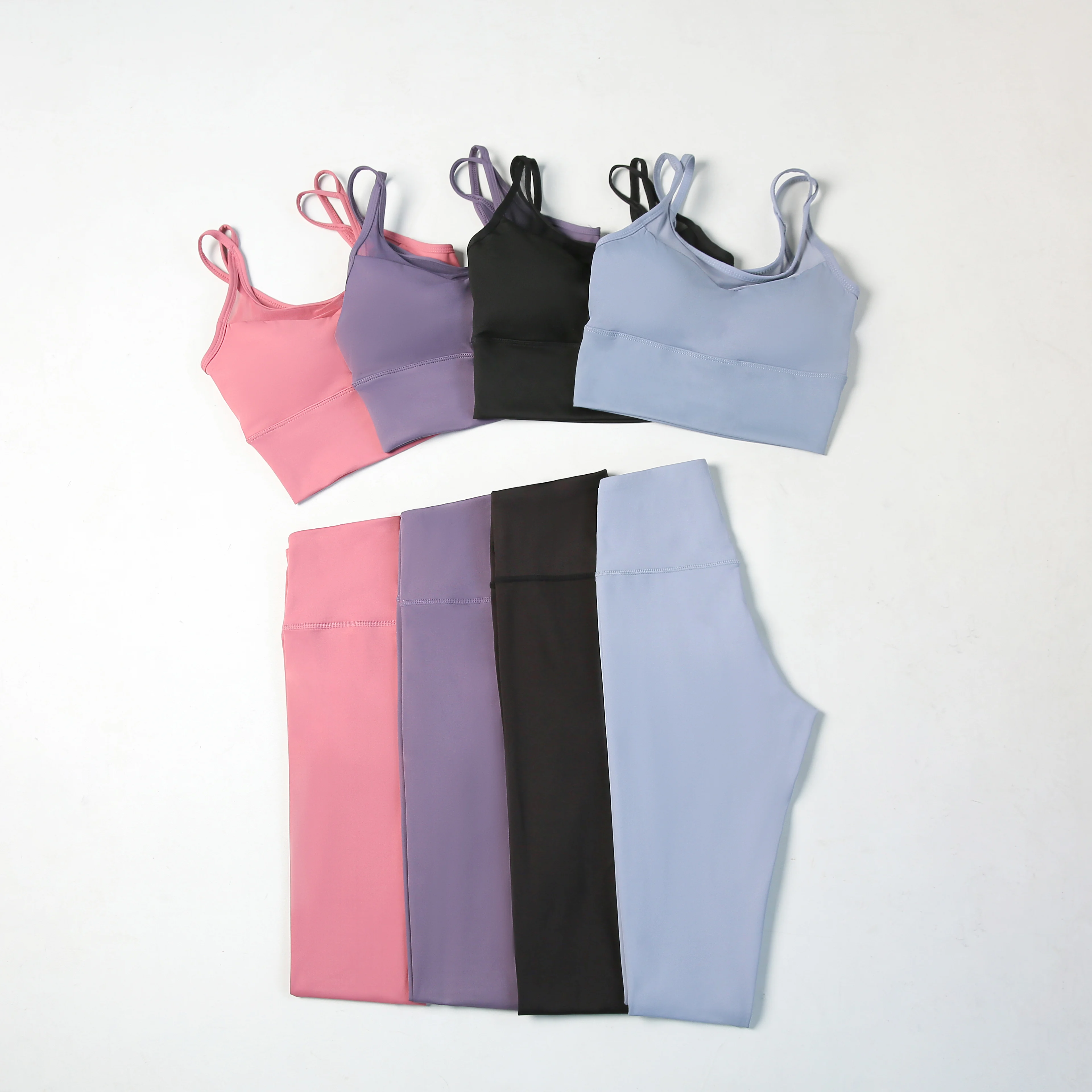 

Оптовая продажа, Быстросохнущий Спортивный бюстгальтер, популярная женская бесшовная одежда, женская спортивная одежда, короткий топ, набор леггинсов для йоги