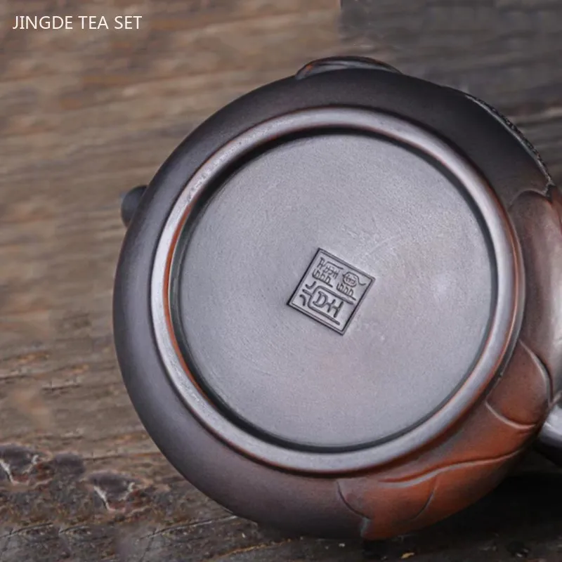 Purple Pottery Relief Teapot Hand-carved Dragon Pattern Beauty Kettle Traditional Ball Hole Filter Pot Chinese Zisha Tea Set