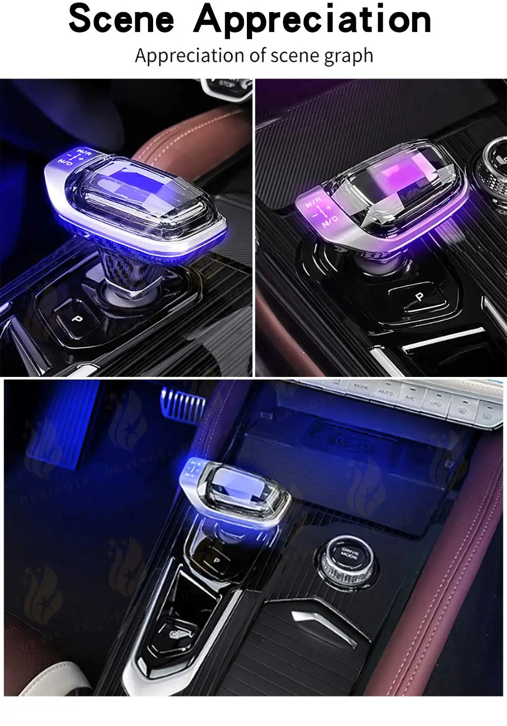 For Kx11 GEELY Monjaro Manjaro LED Crystal Lever with Atmosphere Light Replaceme