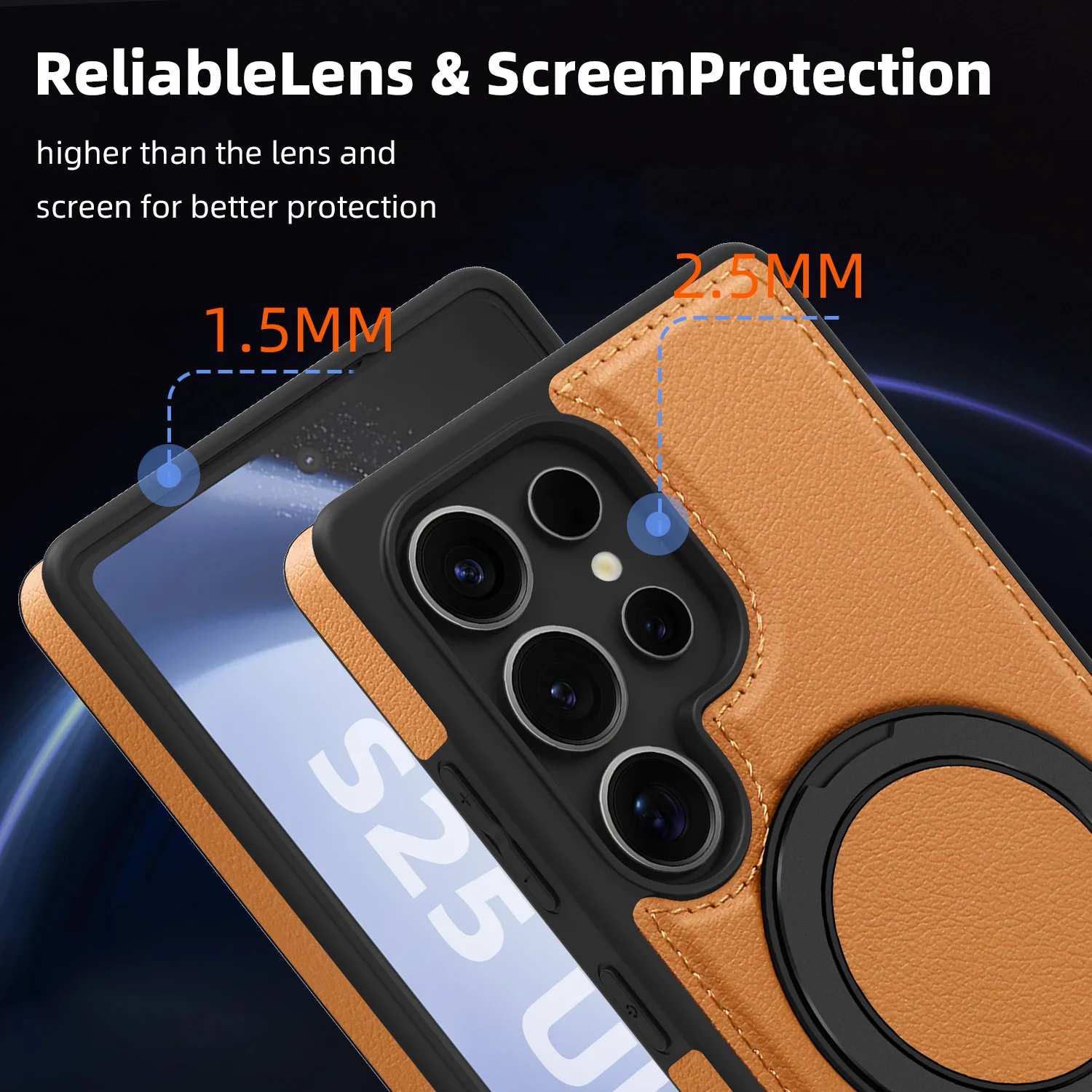 360° Rotating Magnetic PU Leather Shockproof Case with Bracket
