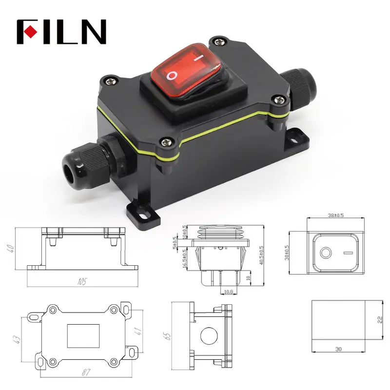 FILN 30A 12V 24V 220V Waterproof Inline Toggle Switch with LED IP65 Sealed Outdoor Box Inline Cord Rocker Switch Power - Image 6
