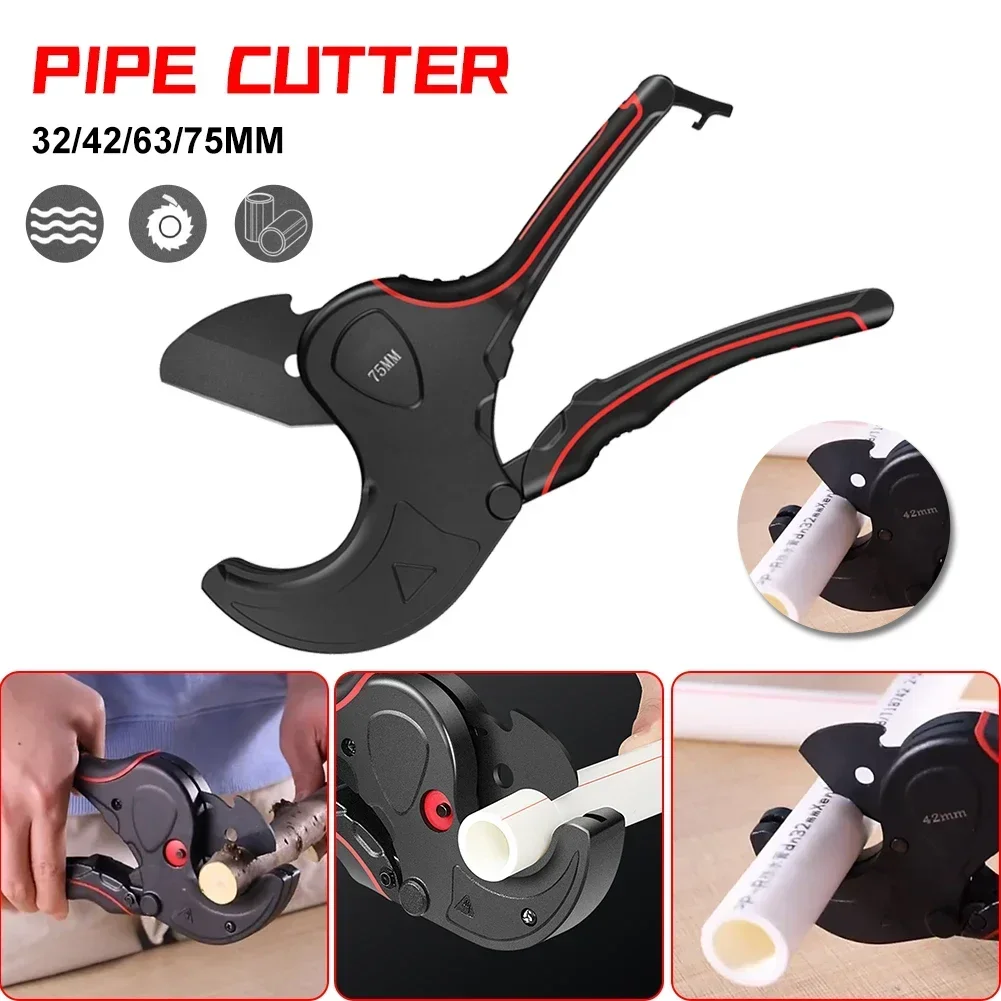 Pipe Cutter 32-75MM Pipe Cutting Scissors Ratchet Cutter Tube Hose Plastic Pipes PVC/PPR Plumbing Manual Cutters Hand Tools 2