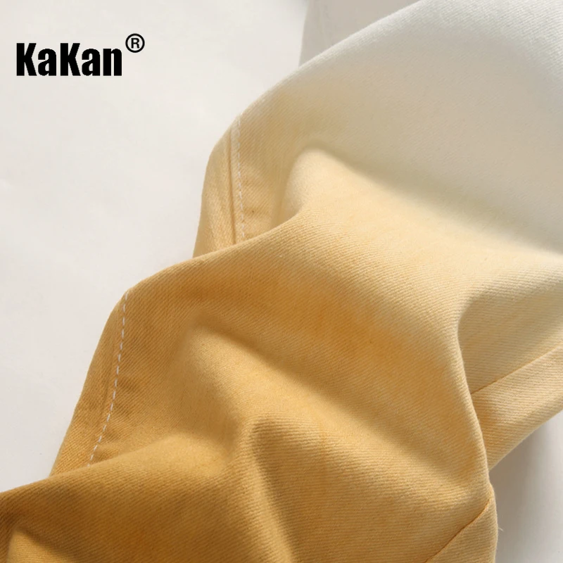 Kakan - European and American New Hanging Dye Gradual Yellow Elastic Jeans for Men, Original Elastic Slim Fit Jeans K87-F815