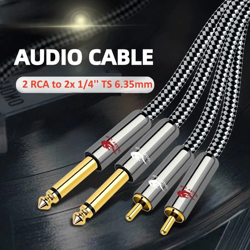 RCA Male to Dual 1/4'' TS Mono Male Audio Cable for Mixer