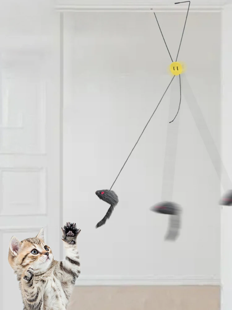 Funny Cat Toys Self-hey Hanging Door Mouse Retractable Plush Mice Stress Relieve for Living Room Hanging Kitten Toys Interactive