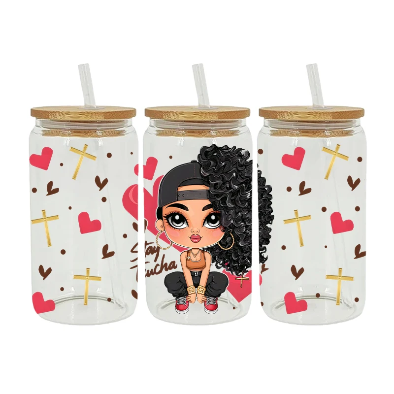 UV DTF Transfer Sticker Little Girl For The 16oz Libbey Glasses Wraps Bottles Cup Can DIY Waterproof Decals D15382