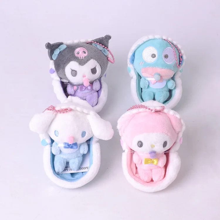 

12PCS Cartoon Sanrios Melody Kuromi Baby Series Kawaii Pacifier Pendant Key Chain Plush Doll Holiday Gift Children Toys