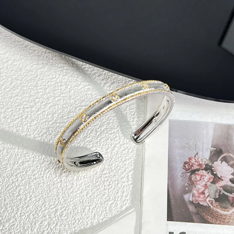 Europe and the United States classic hand-drawn micro-inlaid bracelet female court style light luxury niche fashion bracelet