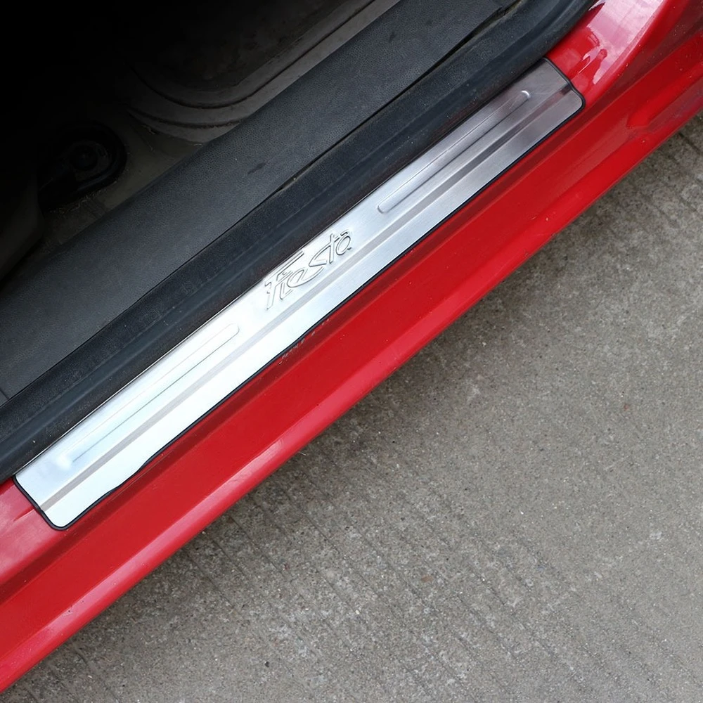 Stainless Steel Car Door Scuff Plate Doors Sill Plates Sticker Fit for