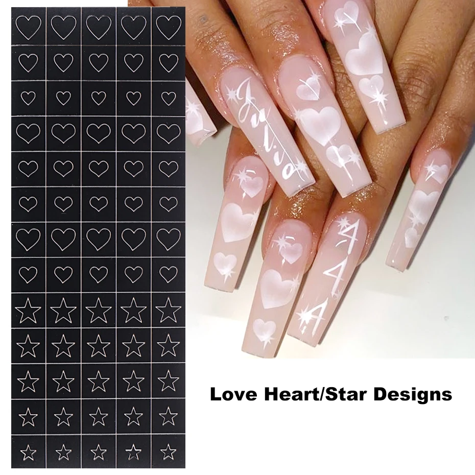 Airbrush Nail Art Stencil Stickers Snowflake Christmas Prints Template Decals Love Heart Star Nail Design Accessories LANLK nail stickers nail art tools nail art decoration nail decals