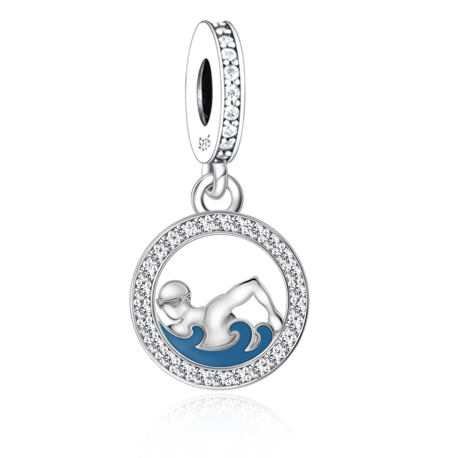 FC Jewelry Fit Original Pan Charms Bracelet 925 Sterling Silver Love Swimming Swimmer Bead For Making Coach Daughter Berloque 2