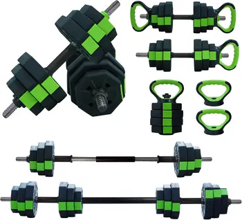 4 in 1 Adjustable Dumbbell Set,44lbs Weight Set with Iron Handle Used as Kettlebell, Barbell, Push up Stand for Home Gym,Octagon 1