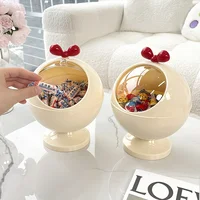 1 classic cream colored circular plastic tabletop storage box with transparent lid, suitable for living rooms and coffee tables 1