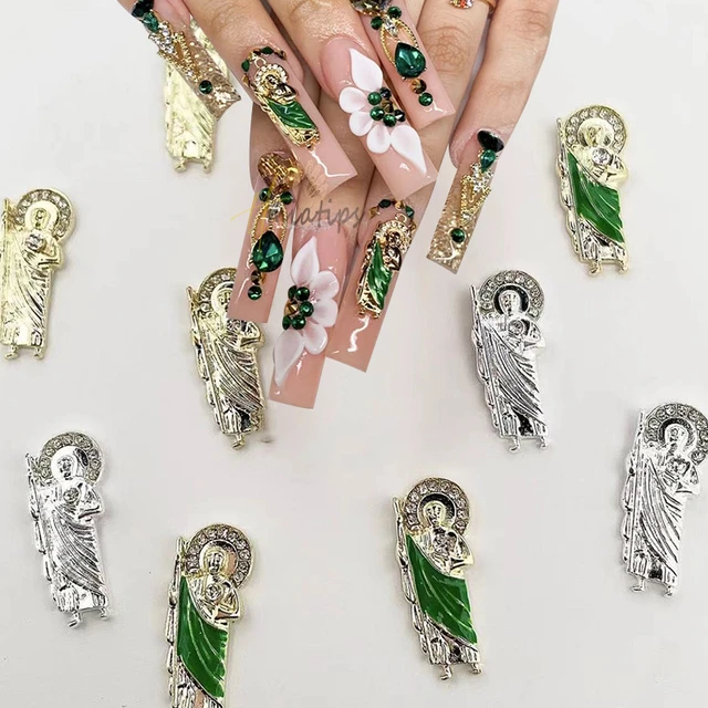 Mix 3D Santa Muerte Nail Charms Metal Rhinestones Gems Virgin Mary Gemstone  Acrylic Nail Art Jewelry Decoration Accessories