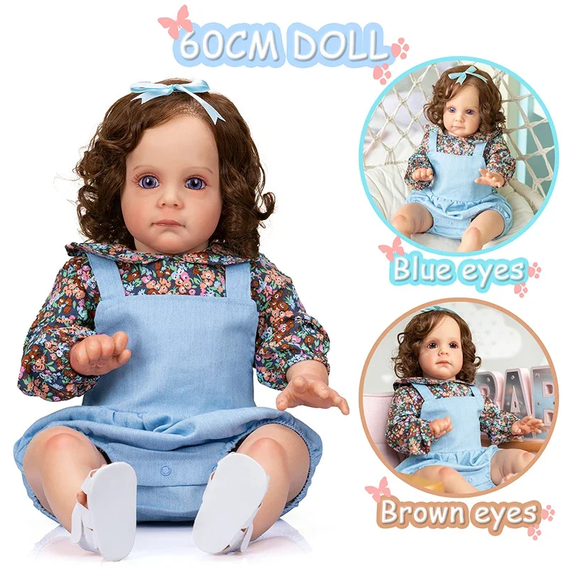 

60CM Maggie Handmade High Quality Reborn Toddler Detailed Lifelike Painting Rooted Long Curly hair Collectible Art Doll