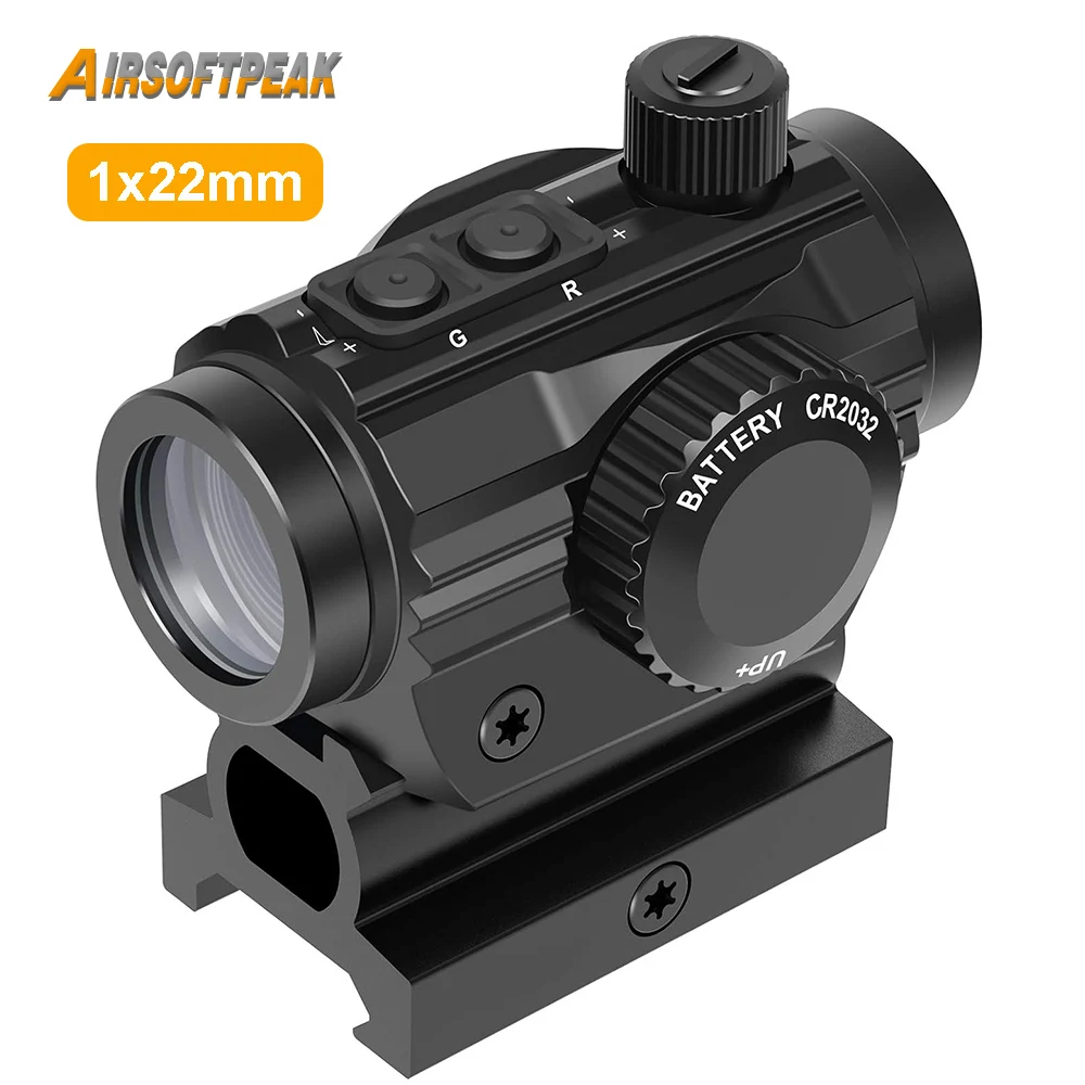 

Оптический прицел с красной точкой 5MOA, оптический прицел с красной и зеленой подсветкой и креплением на подставке для страйкбольной охотничьей винтовки, 1x22 мм