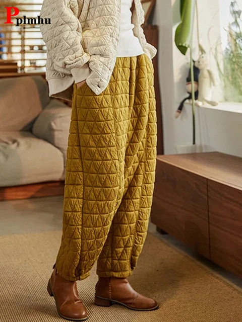 Wool Winter Pantswomen's High Waist Quilted Cotton Harem Pants