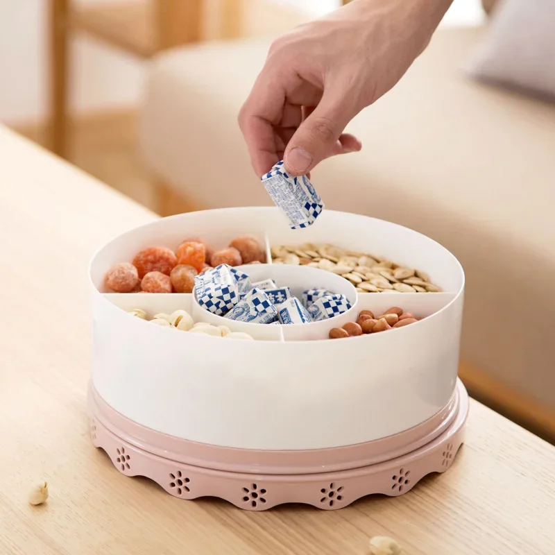Elegant Multi-Sectional Snack Serving Tray with Lid – Ideal for Dried Fruits, Nuts, Candy, and Cookies