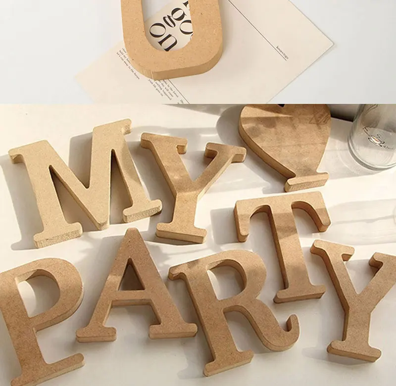 Wood Wooden Letters White Alphabet Wedding Birthday Party DIY Free Standing Name Party Home Decor New Year Design Wood Alphabets