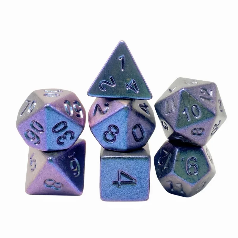 7pcs of Metal Dice Electroplating Seven Colored Metal Dice Set Colorful Gold Rose Gold Champagne Electroplating