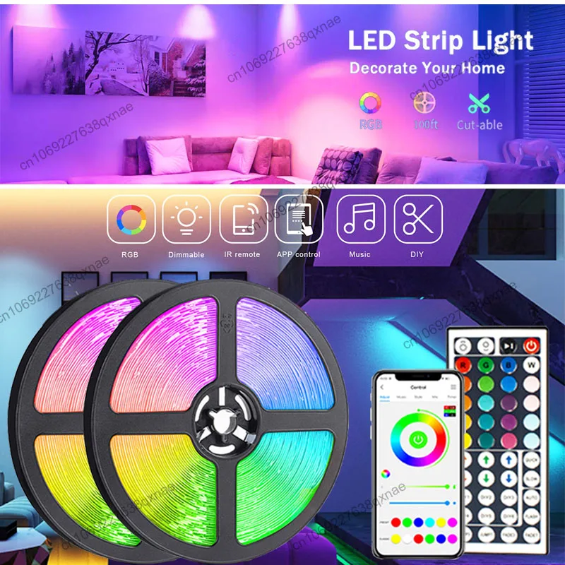 LED Strip Lights for Bedroom LED TV Backlight Bluetooth Remote Neon Lights Color RGB5050 LED Tape Christmas Decoration Luces LED