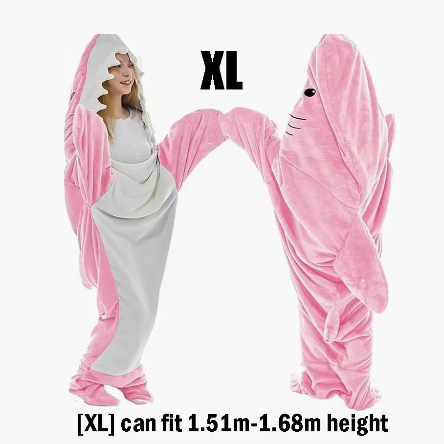 Cozy Cartoon Shark Blanket Hoodie - Flannel Hooded Onesie