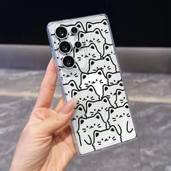 Kawaii Cartoon Bear and Cat Clear Phone Case - Cute Animal Soft Cover - Galaxy A31 (TSK - S1018T1)