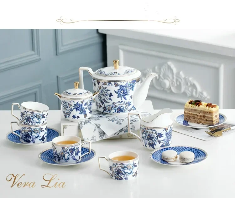 

11 Piece Bone China European Coffee Cup Set High-end Luxury Elegant Home Ceramic English Afternoon Tea Black Tea Tea Set