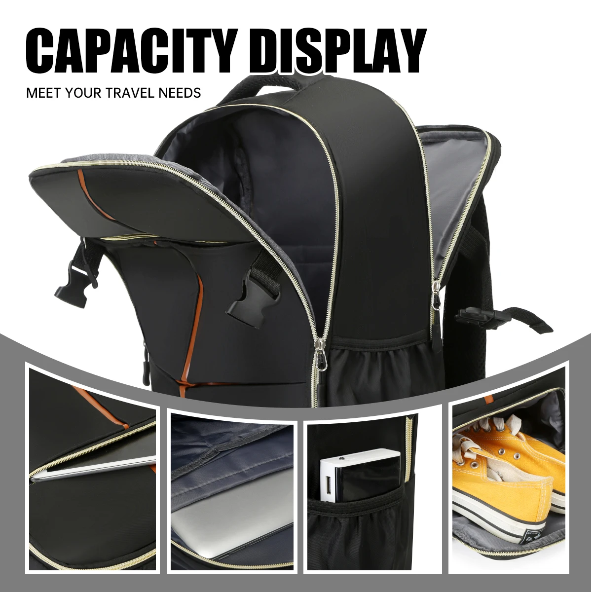 Backpack Commuter Bag Men's Black Laptop Bag Men's Business Travel Backpack Women's Travel Storage Large Capacity College Student