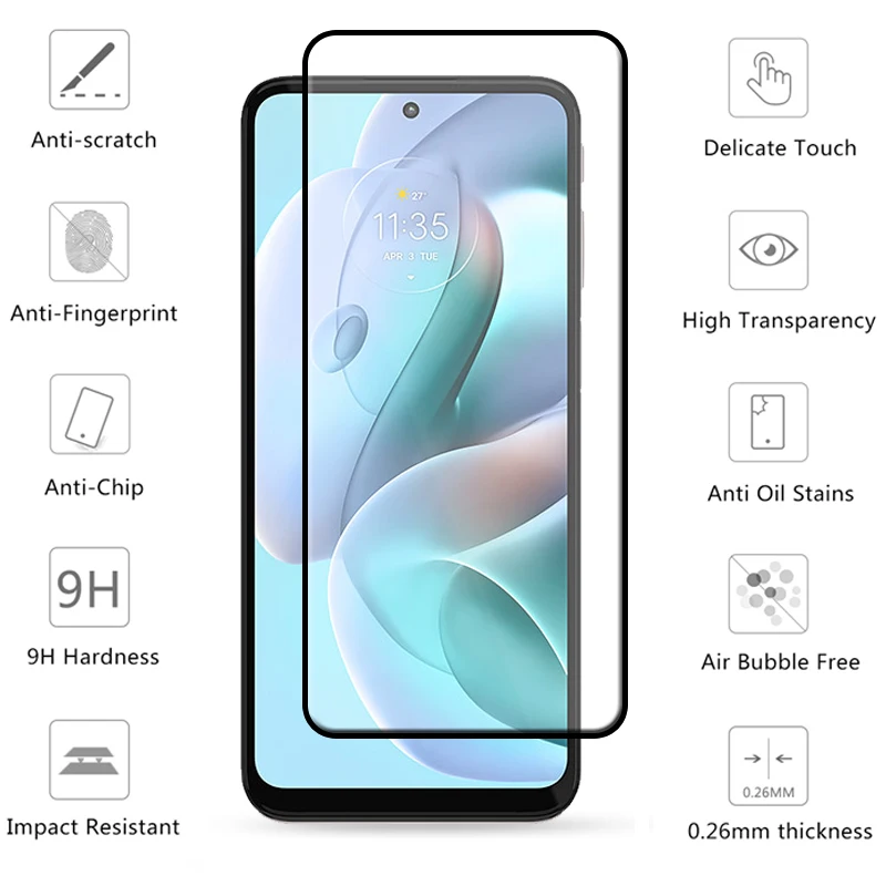 4-in-1 Tempered Glass Screen Protector & Lens Cover - 9H Full Glue Durability