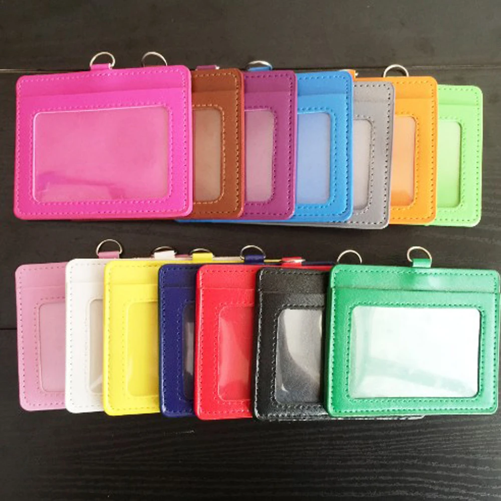 10 Pcs Double Layer PU Leather Business ID Card Holder Credit Badge Holder Bus Cards Cover Coin Purse Wallet