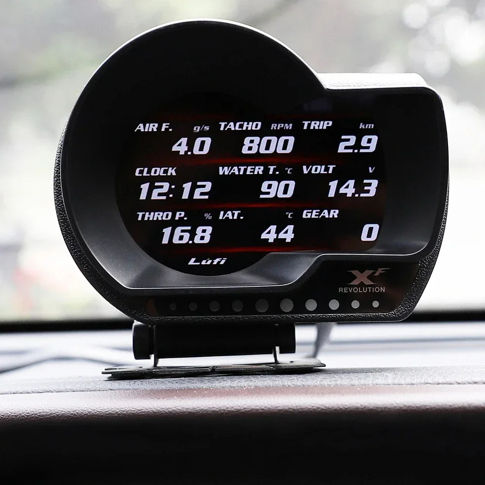 최고의 LUFI XF OBD2 게이지 디스플레이 영문 버전 디지털 부스트 회전수계 자동차 압력 AFR RPM EXT 오일 미터 알람 Li