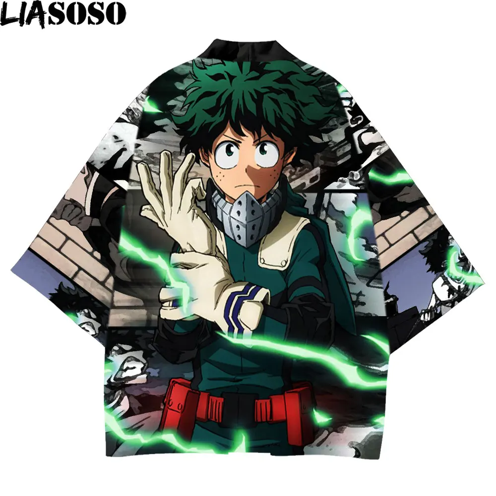 LIASOSO Asian Novelty Clothing Men's Ladies Cosplay Costumes Anime Boy My Hero Academia Many Faces Cardigan Vintage 3D Yukata enigma seven lives many faces limited editiom