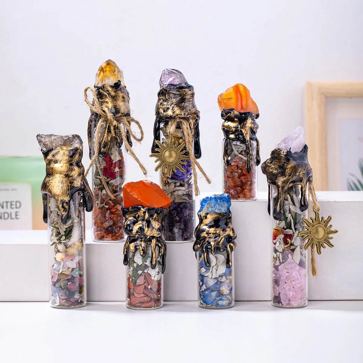 1PC Natural Crystal Magic Crystal Energy Stone Wishing Drifting Bottle Spiritual Healing Stone With Raw