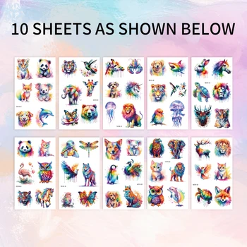 Watercolor Animal Temporary Tattoos Set (60 Styles) 4