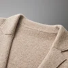 100% Merino Wool Men's Suit Collar Knitted Cardigan Autumn Winter Thickened Solid Color Suit Shirt Cashmere Jacket Sweater 5