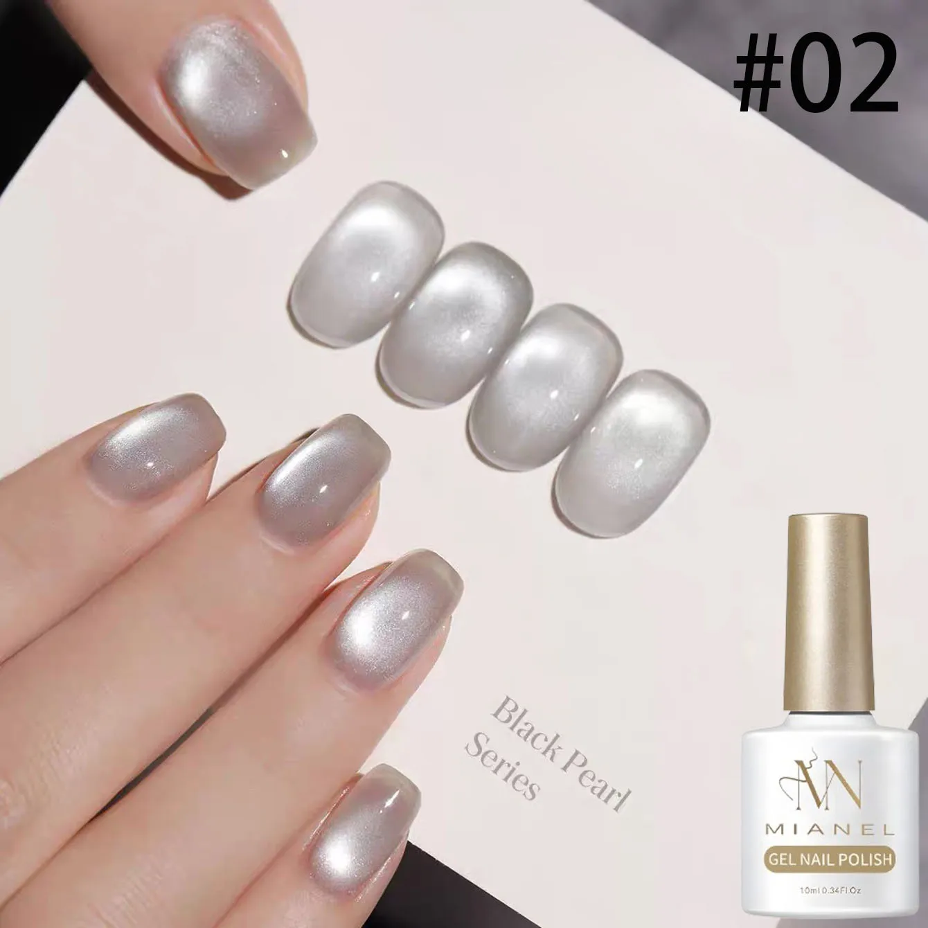MIANEL 10ML 1-9 Stück Eis-Transparenter Weißer Wasser-Katzenaugen Magnetischer Gel-Nagellack Universeller Weißer Nagellack Nagelzubehör – Detail 28