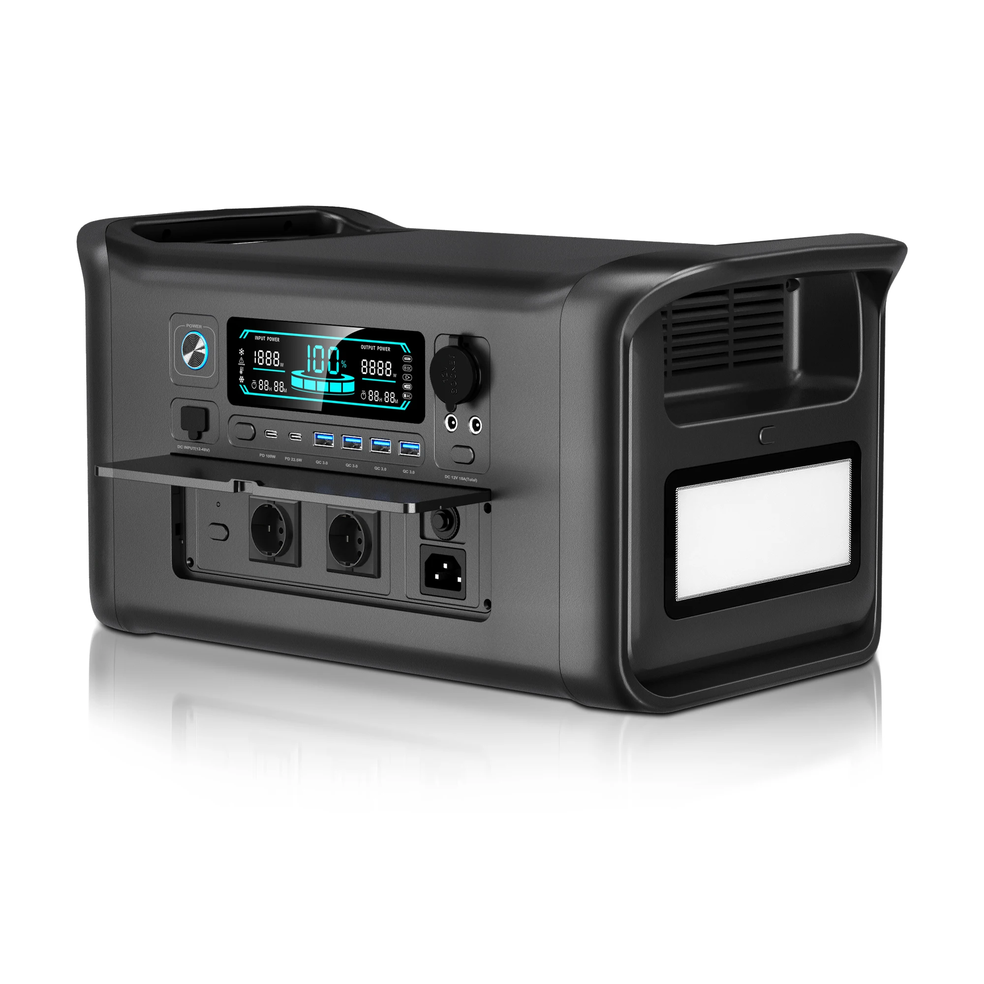 محطة طاقة محمولة CTOLITY AP1000 بقدرة 1800 واط وسعة 320000 مللي أمبير في الساعة، مولد طاقة شمسية مع بطارية ليثيوم فوسفات لتخزين الطاقة للتخييم في الهواء الطلق