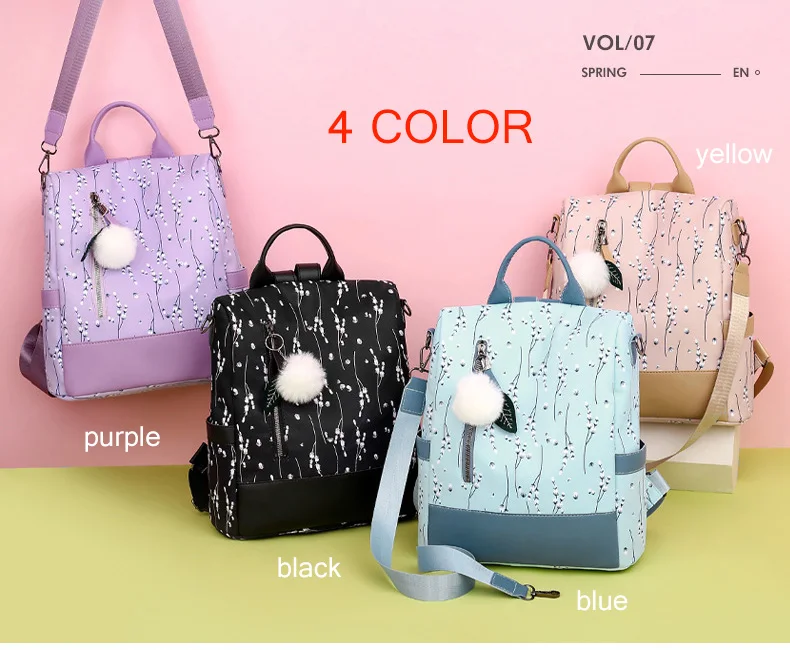 Fashion Flower Print Women Backpack Female Anti-theft Backpacks Casual Ladies School Bag High Quality Large Capacity Backpack