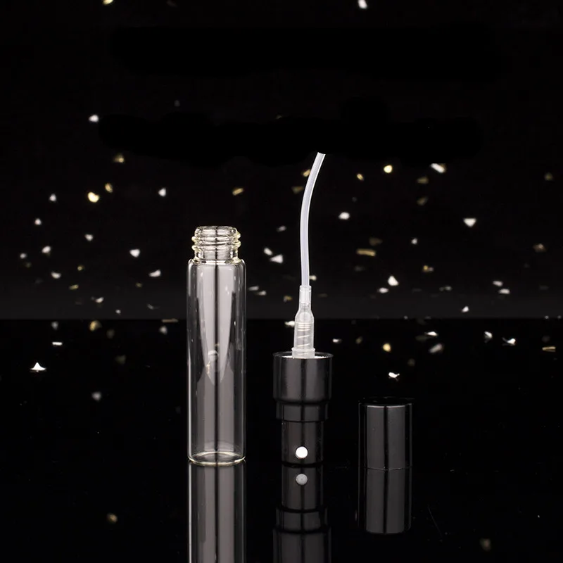 50/100pcs 2ml 3ml 5ml 10ml Glass Perfume Bottle with Metal Spray Empty Cosmetic Bottles Atomizer Refillable Glass Vials