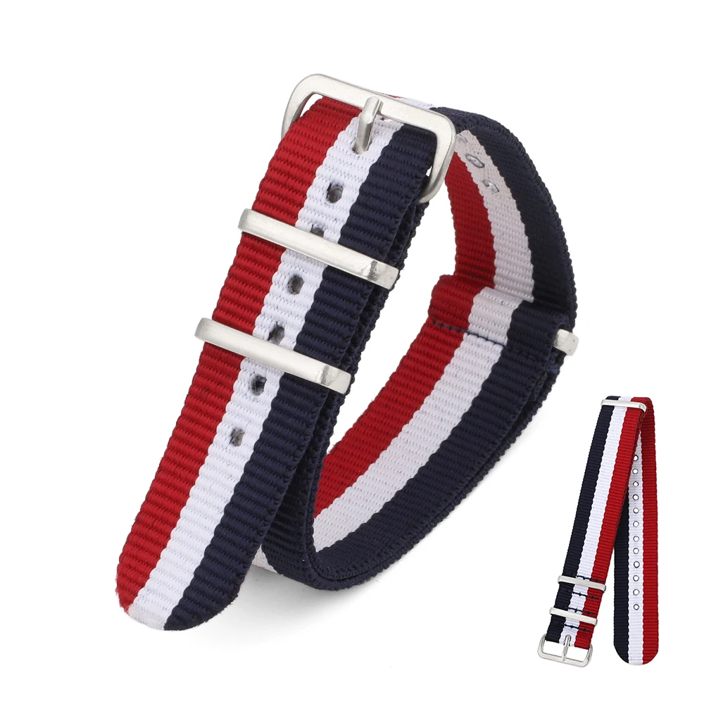 Nylon Woven Canvas Watchband with Steel Needle Buckle